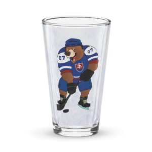 Sklenený pohár Medveď Hokejista